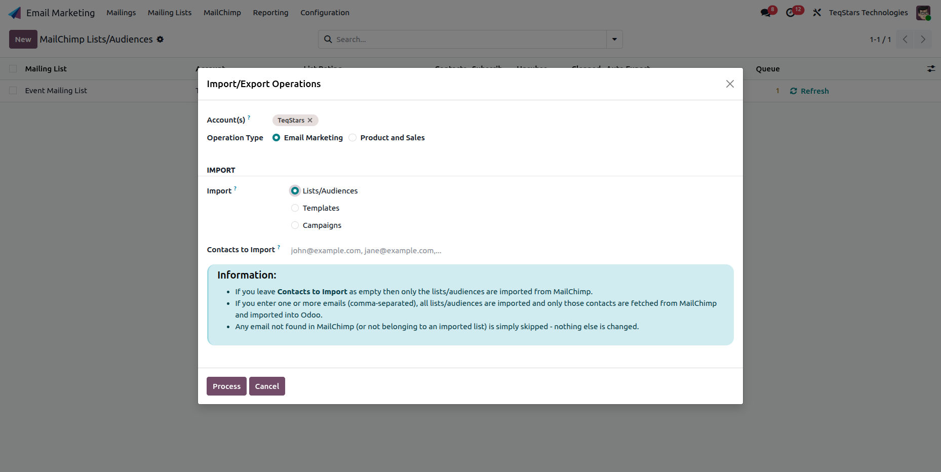 Import audiences from MailChimp
