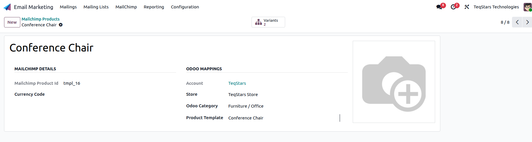 Mailchimp product form