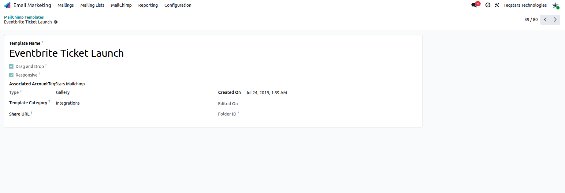 MailChimp template form in Odoo