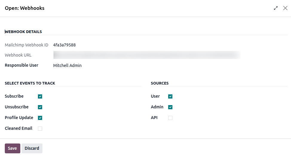 Events and sources on a webhook