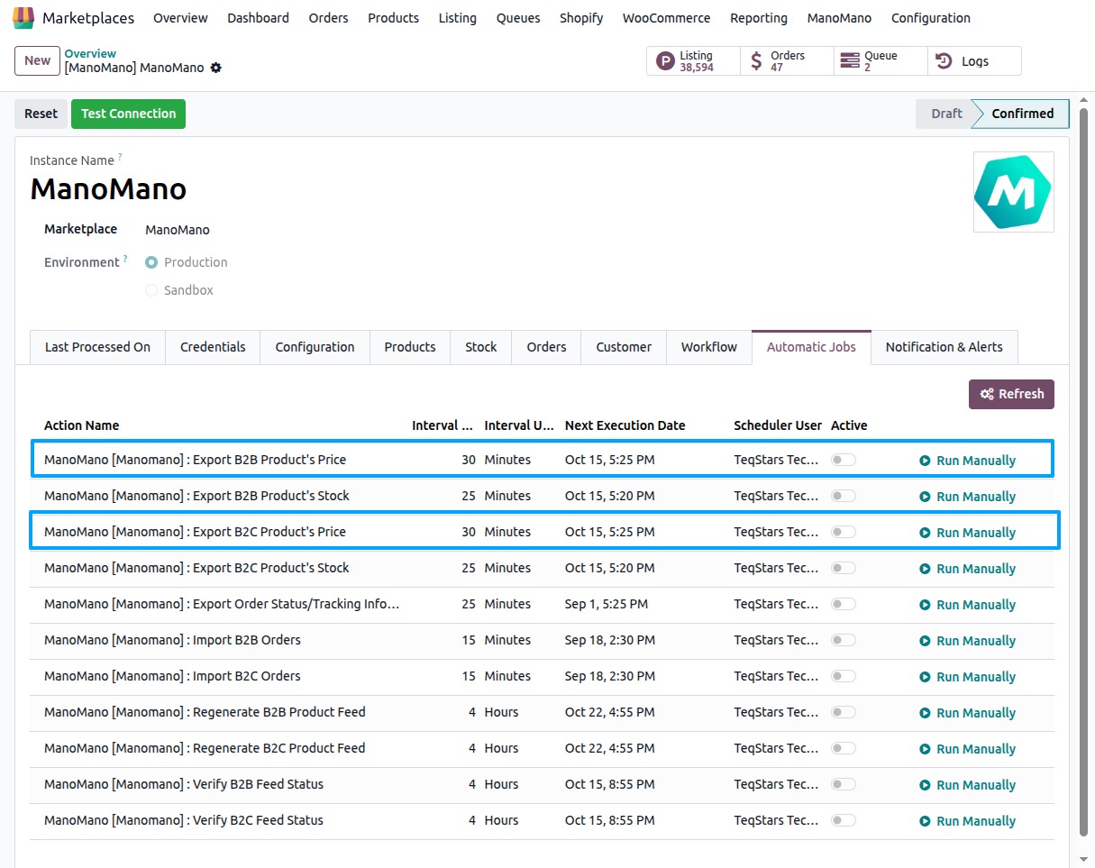 Automatic export the price