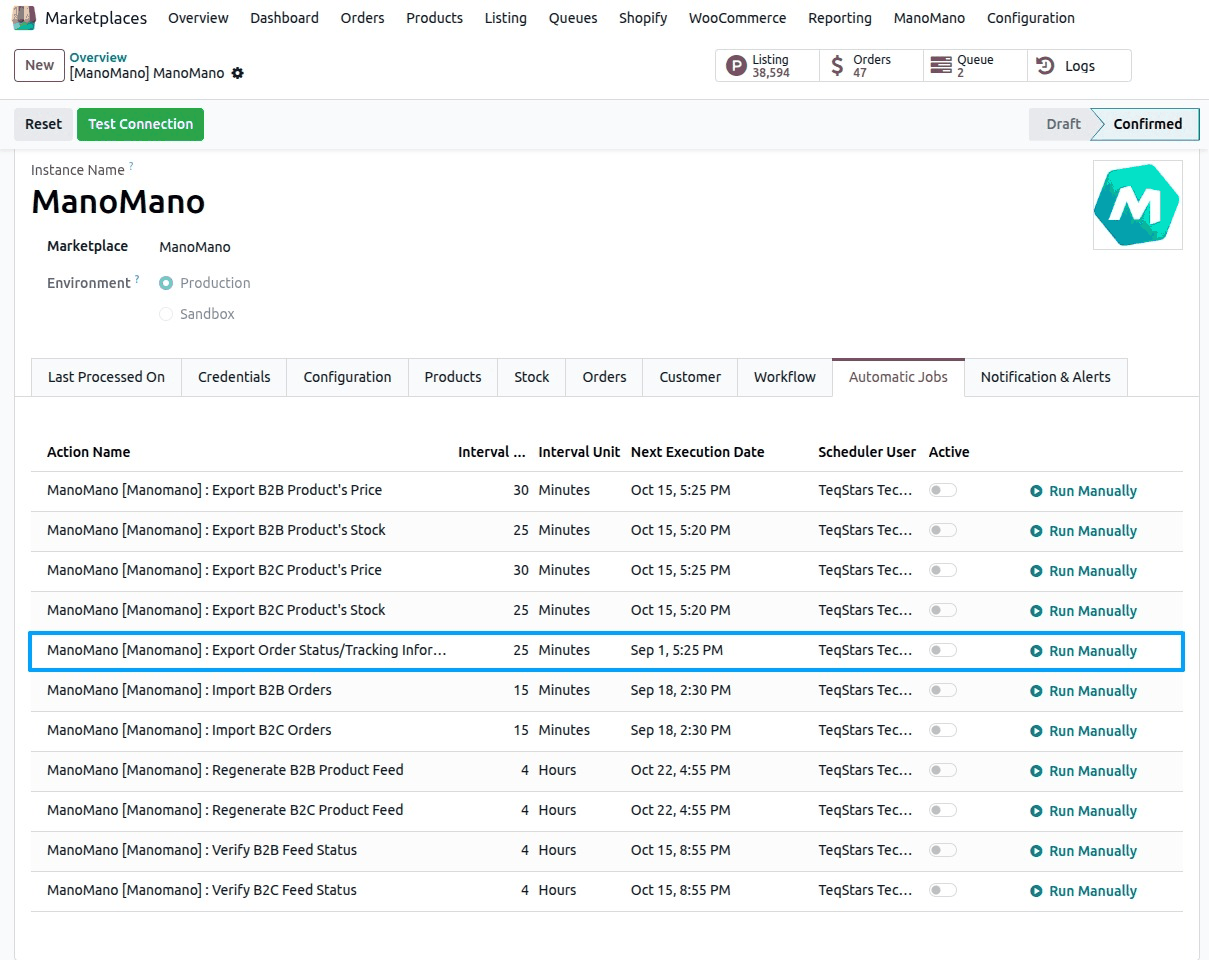 Automatic order update in manomano