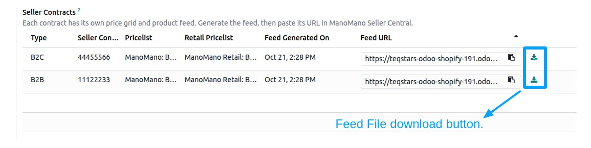 Feed file Download button