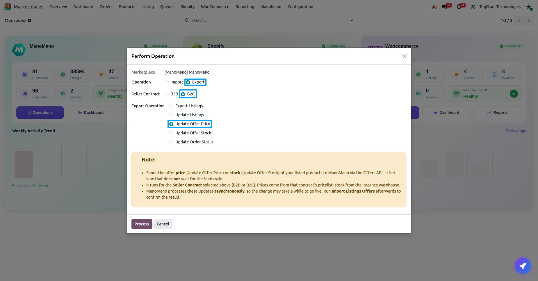 Manual export the price