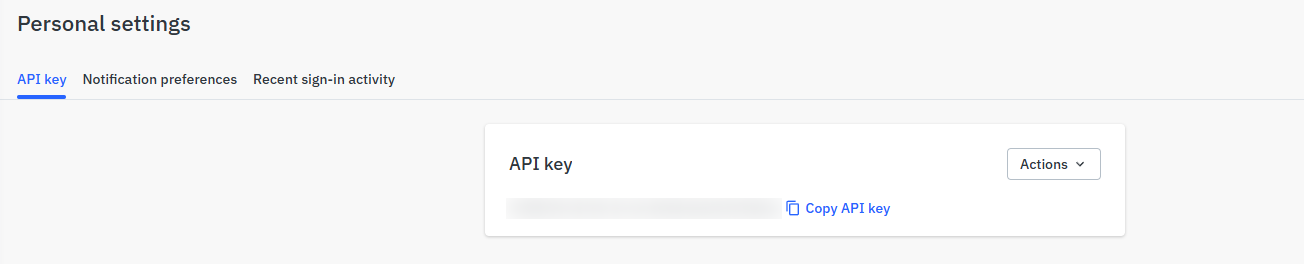 Mirakl user settings page showing the generated API Key.