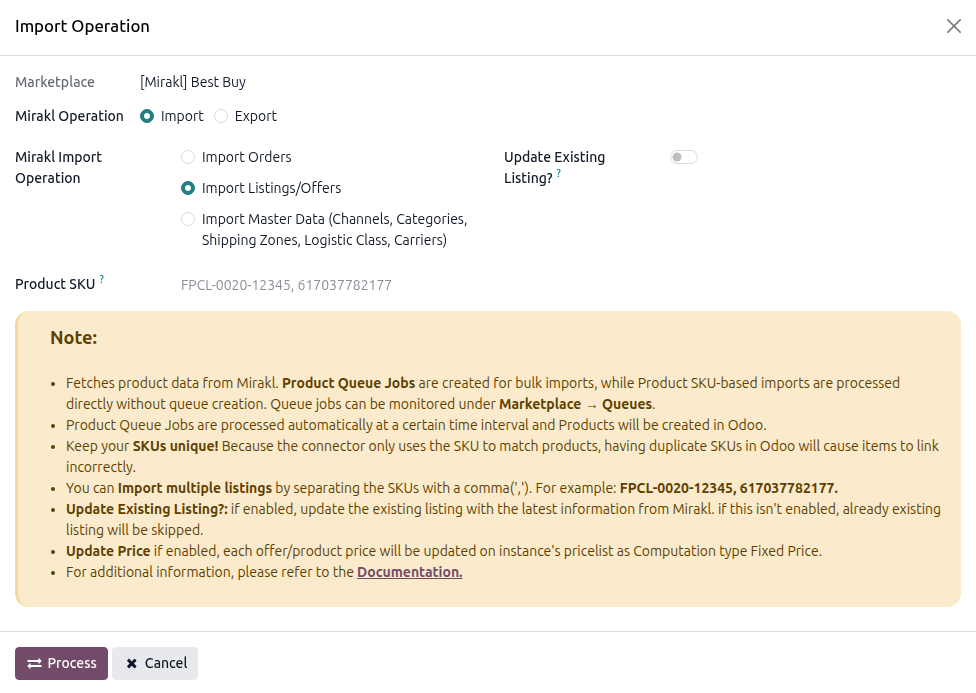 Mirakl Product Import Screen