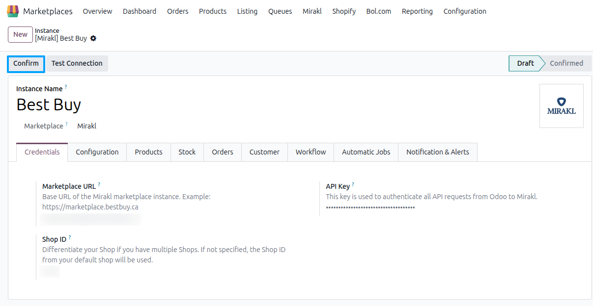 Mirakl Instance Confirmation