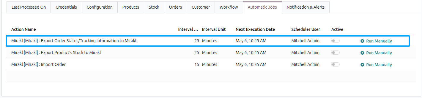 Mirakl Update Order status Automatic Job
