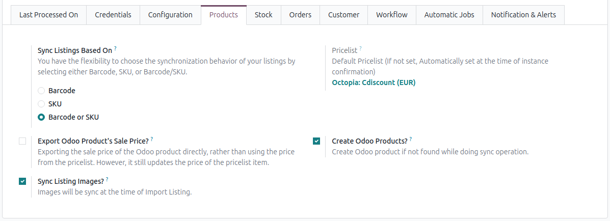 Product configuration