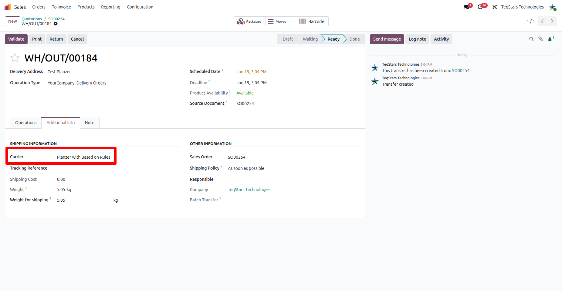 Configure Carrier in Delivery Method.