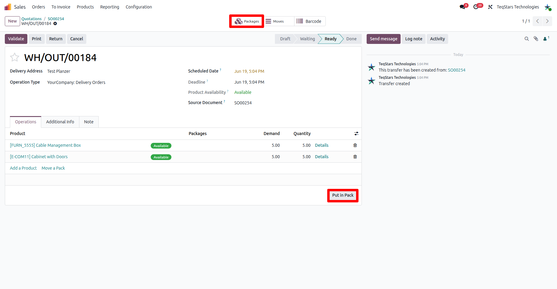 Configuring Packages by doing Put in Pack Operation in case if you are using multiple packages.