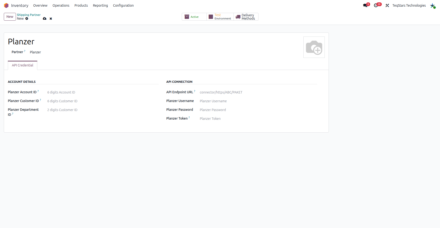 Setting Planzer partner and credentials.
