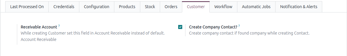 Customer configuration