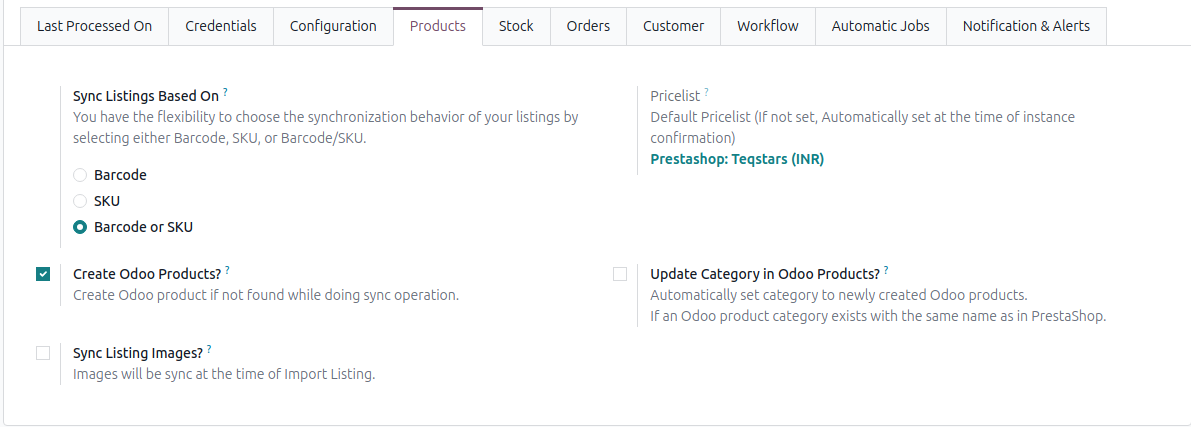 Product configuration