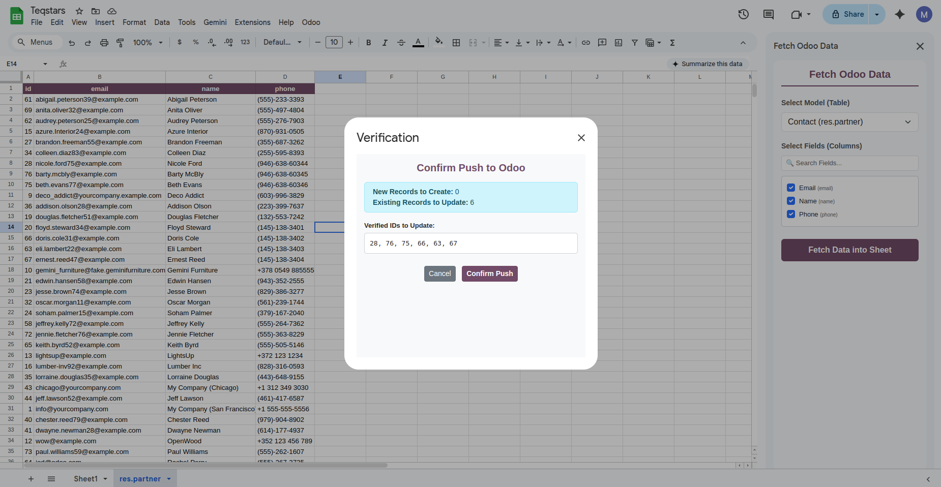 Written Back New Odoo IDs