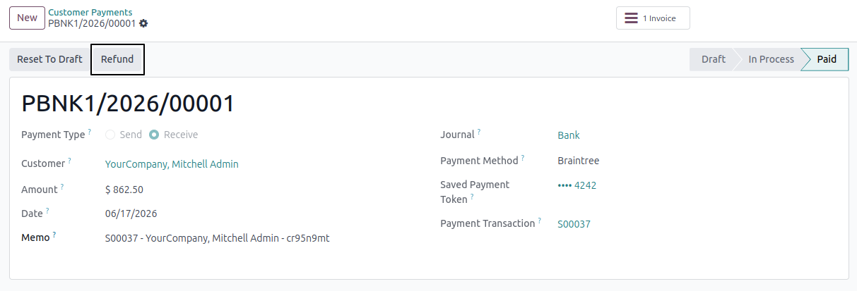 Saved Payment Token View