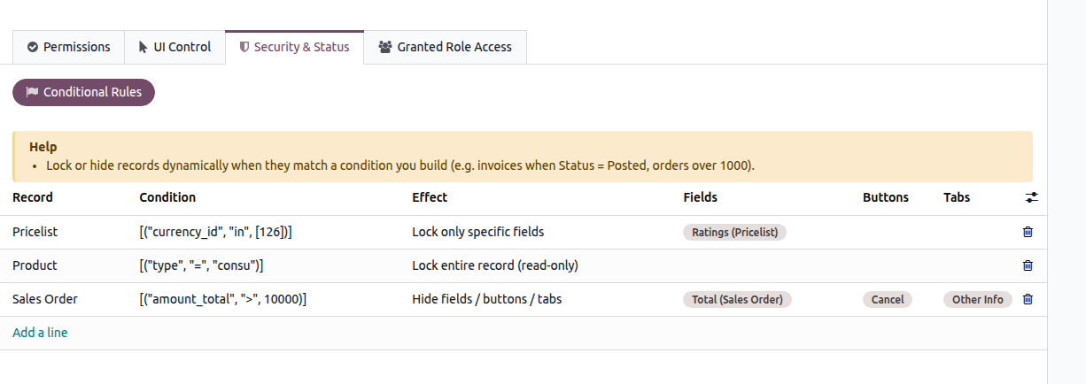 Conditional rule configuration