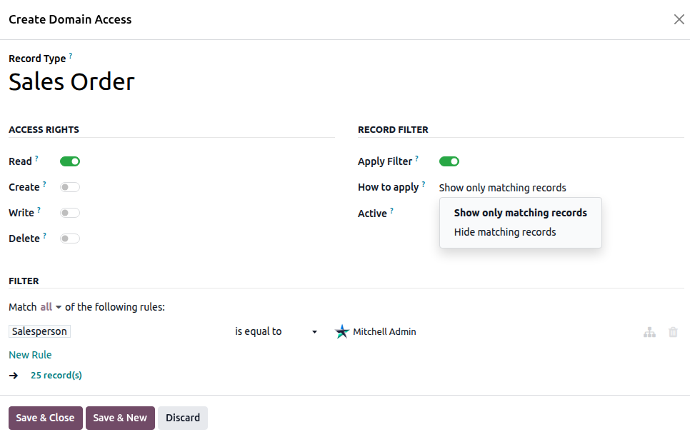 Domain Access form