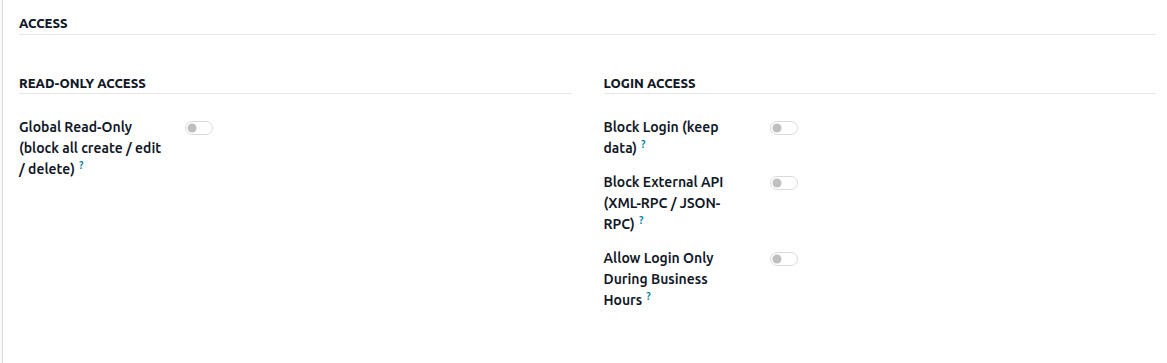 Login and account controls configuration