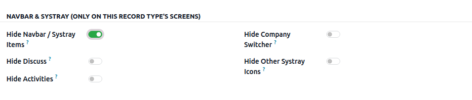 Navbar and systray configuration
