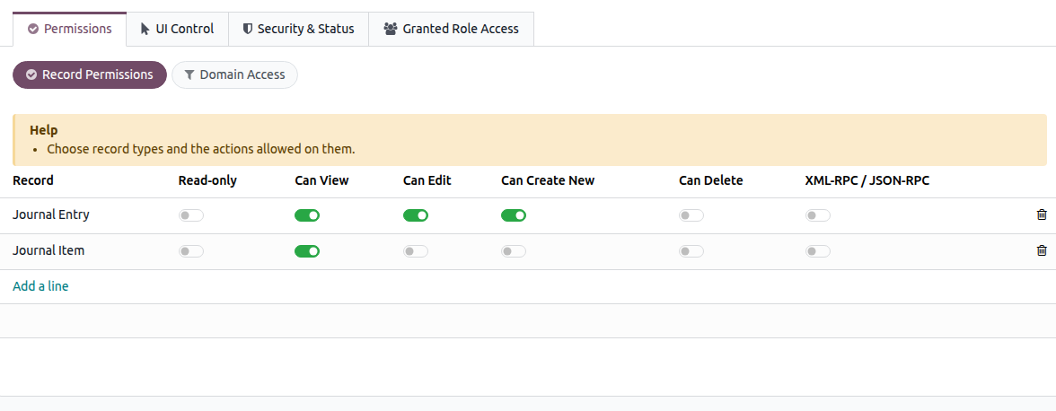 Record permissions configuration