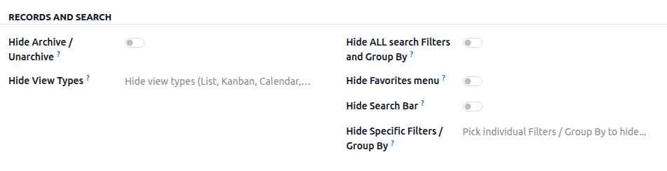 Search restrictions configuration