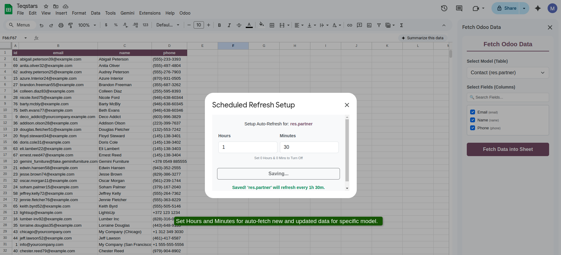 Scheduled Refresh Setup Modal Dialog