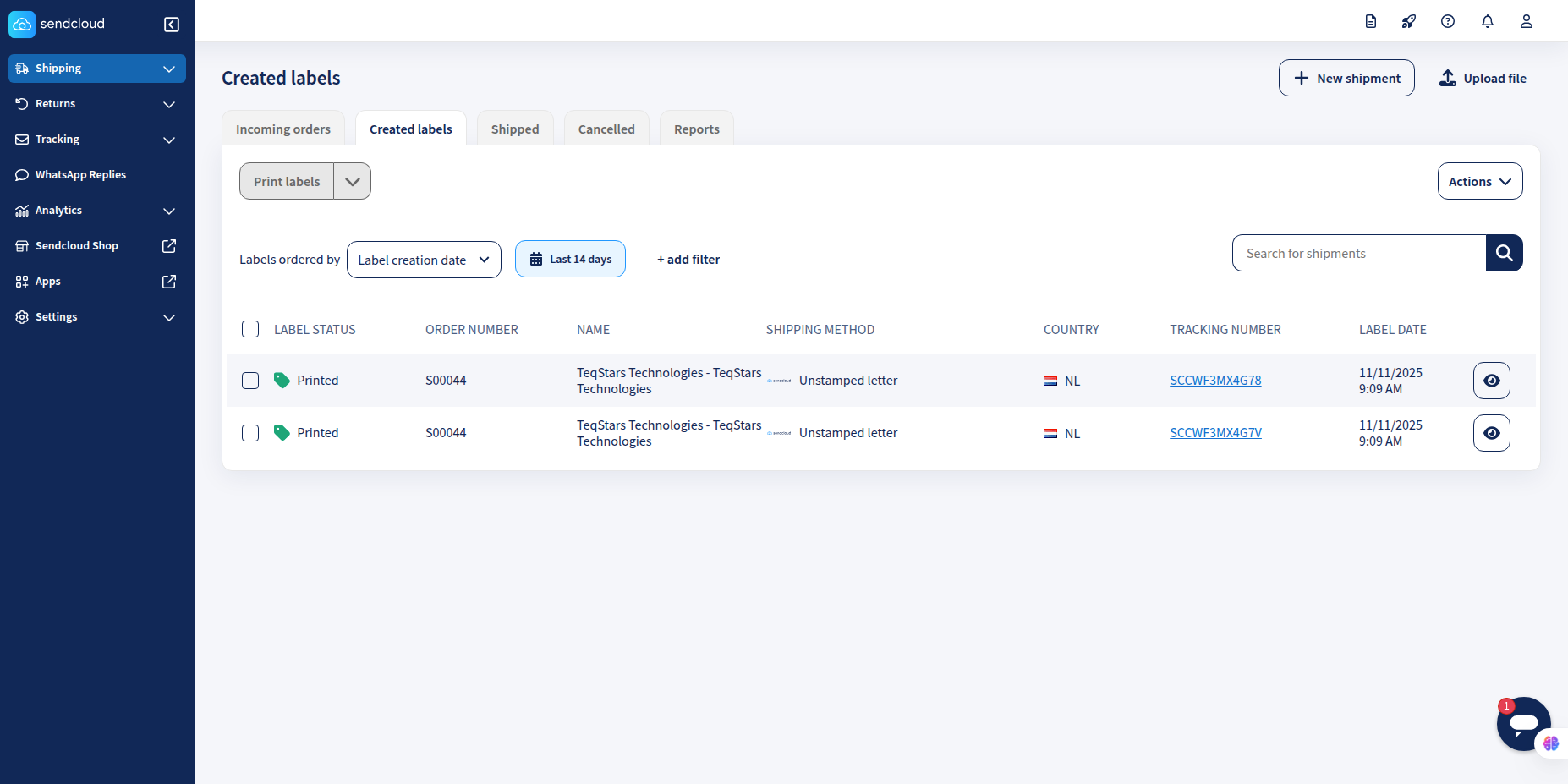 Sendcloud Orders.