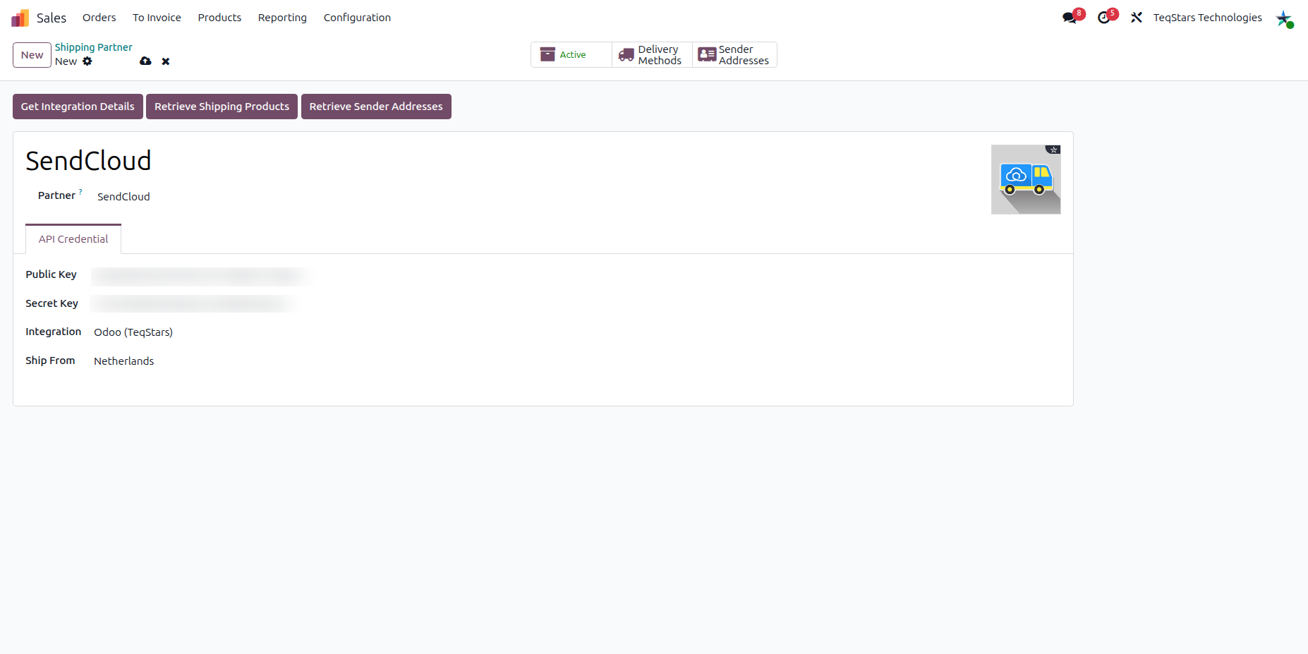 Sendcloud Shipping Partner Configuration