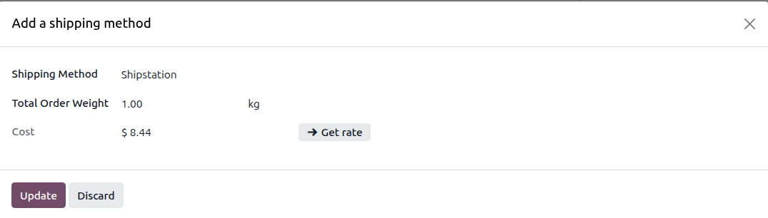 Sales order with the live ShipStation rate populated on the delivery line