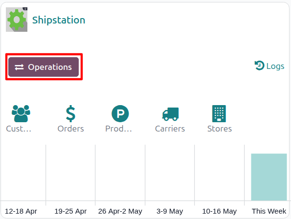 Operations button on the ShipStation account kanban card