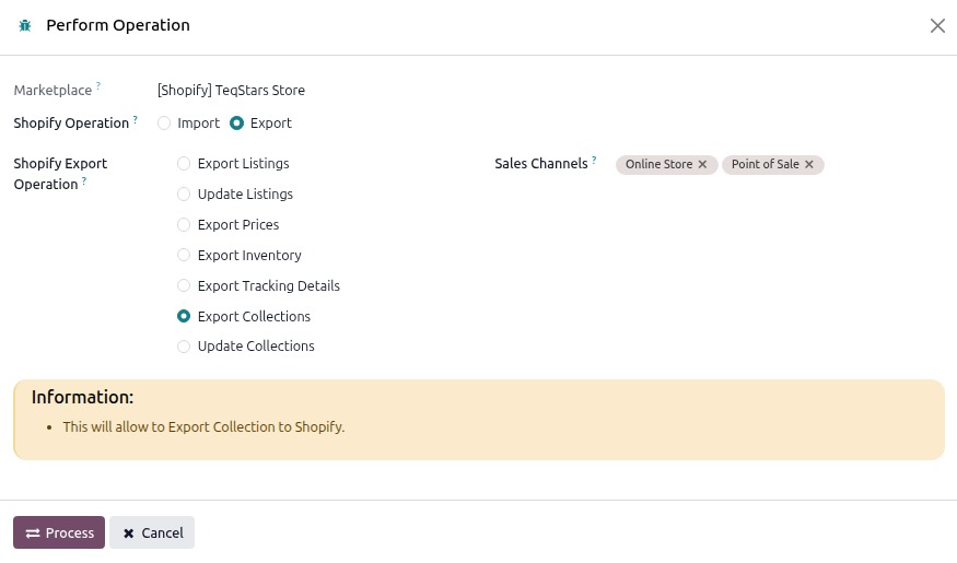 Collection Export Screen