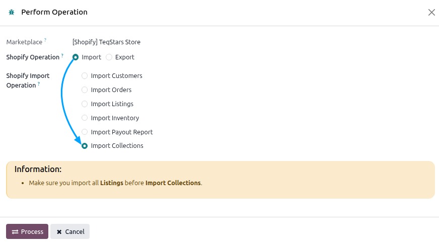 Collection Import Screen