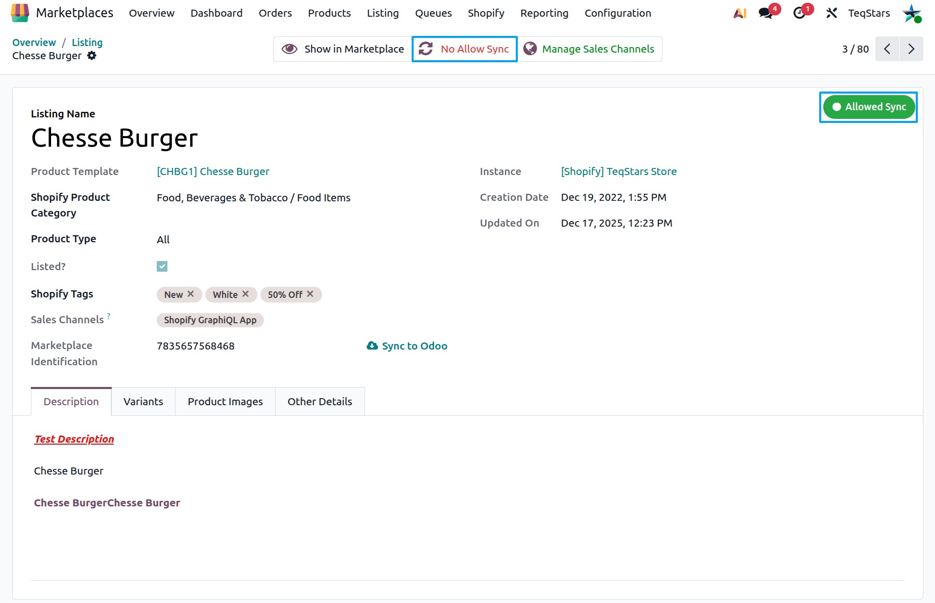 Listing with Allowed Sync status