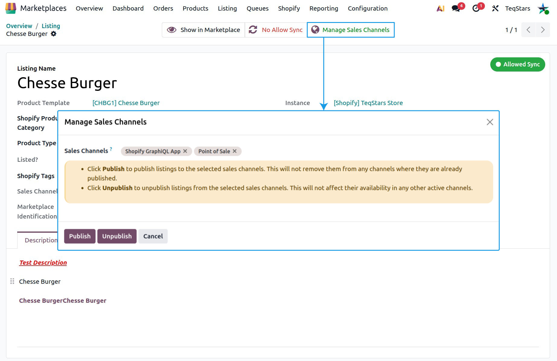 Manage Sales Channels Button