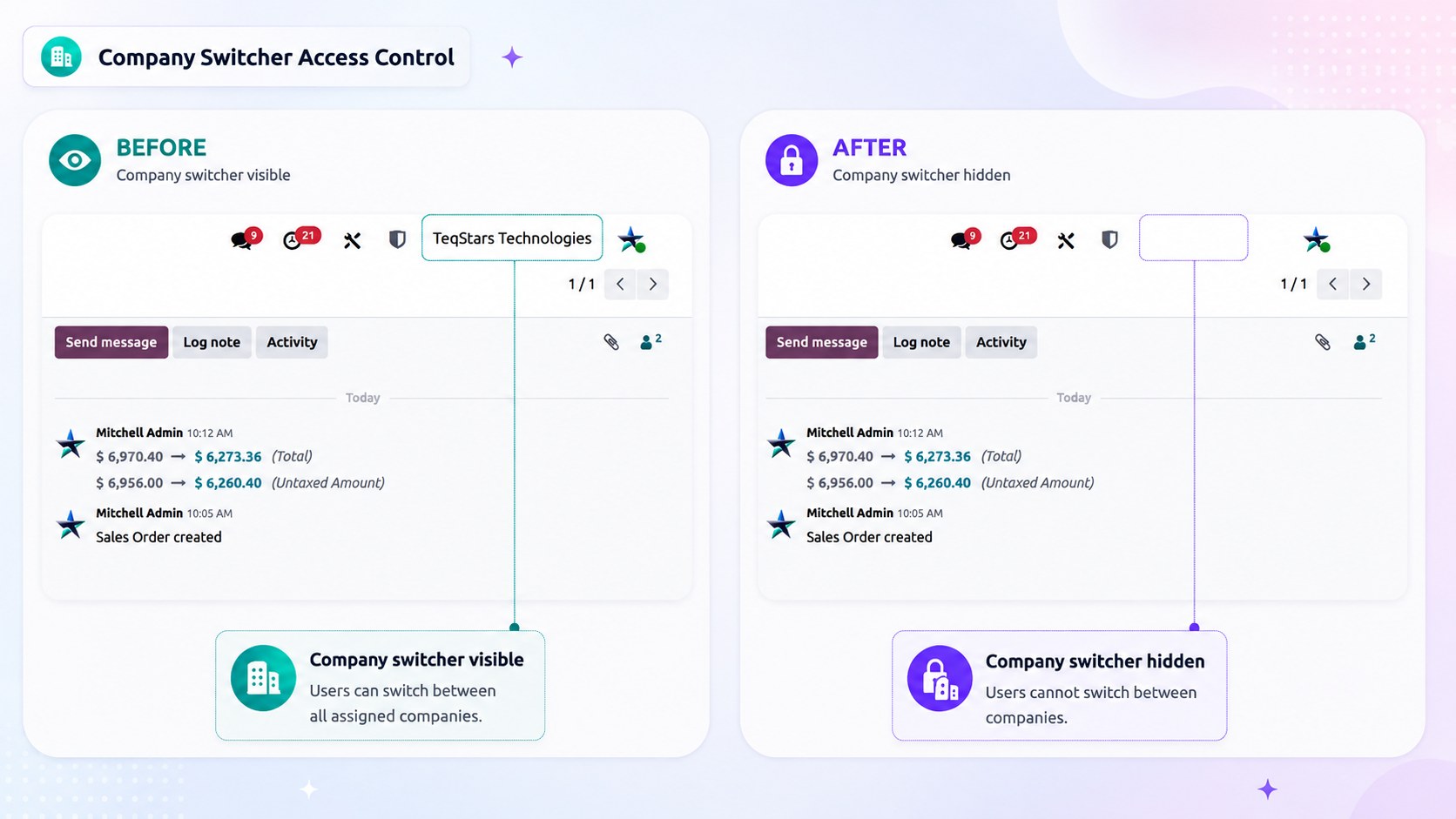 Company switcher hidden