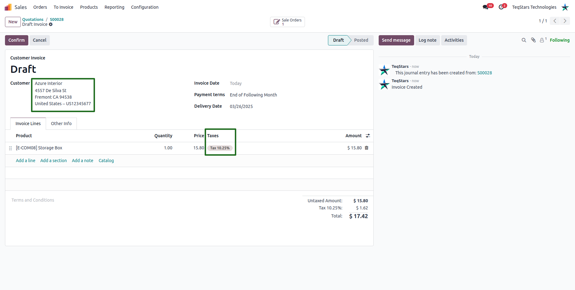 Calculate Taxes in the Sale Order.