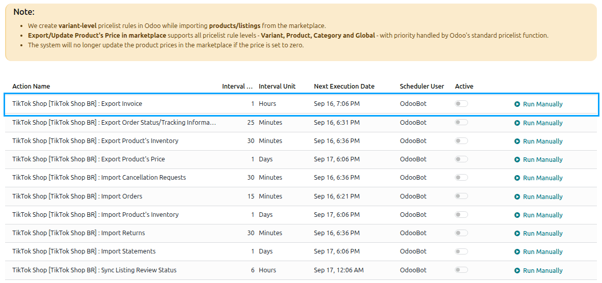 Invoice Automatic Export