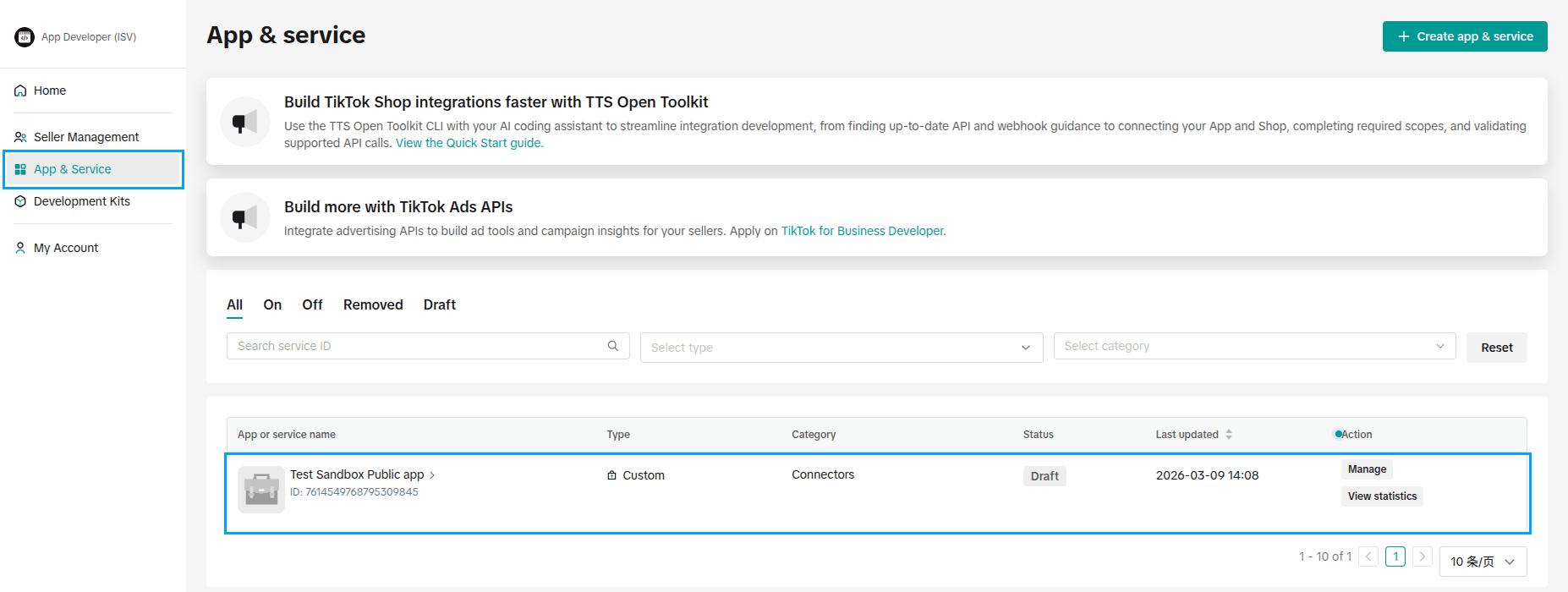 App & Service In Partner Center