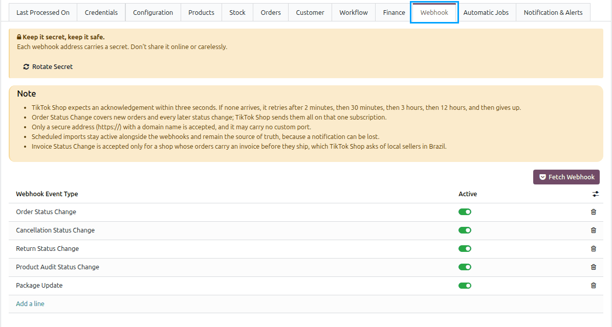Webhook Configurations
