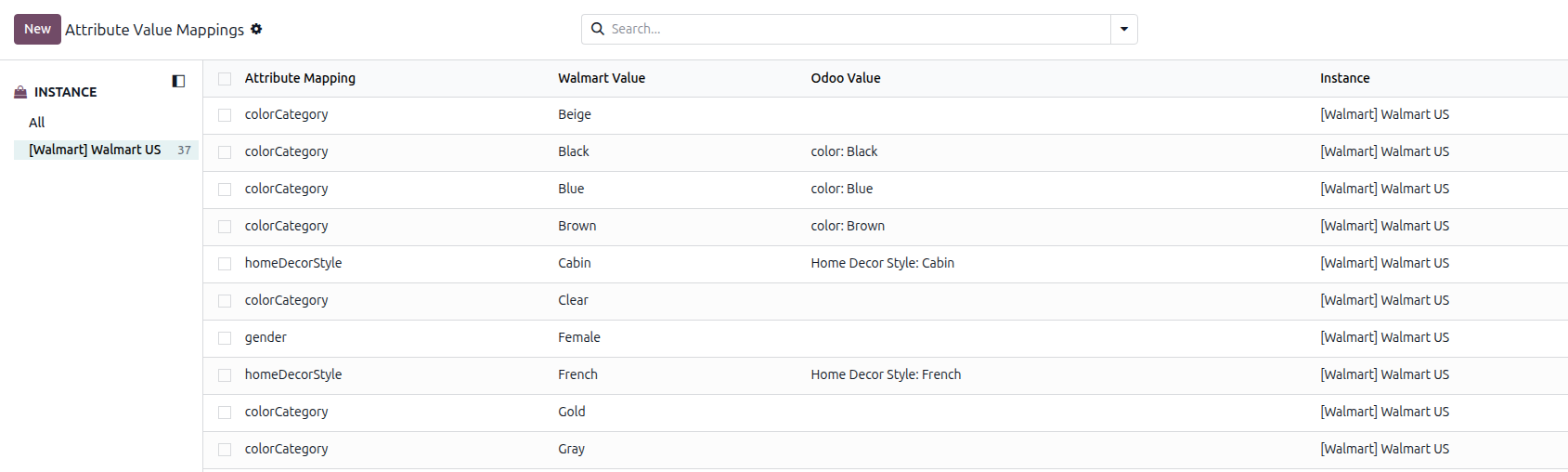 Walmart Attribute Value Mappings