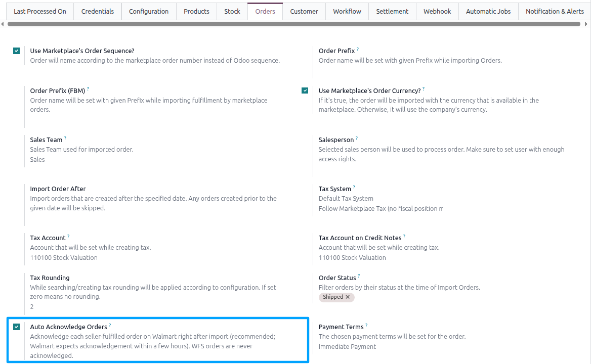 Auto Acknowledge Orders