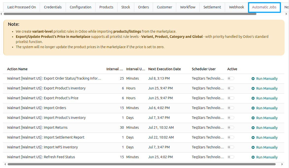 Automatic Jobs Configurations