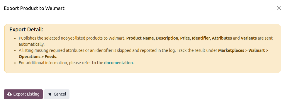 Export Listing Wizard