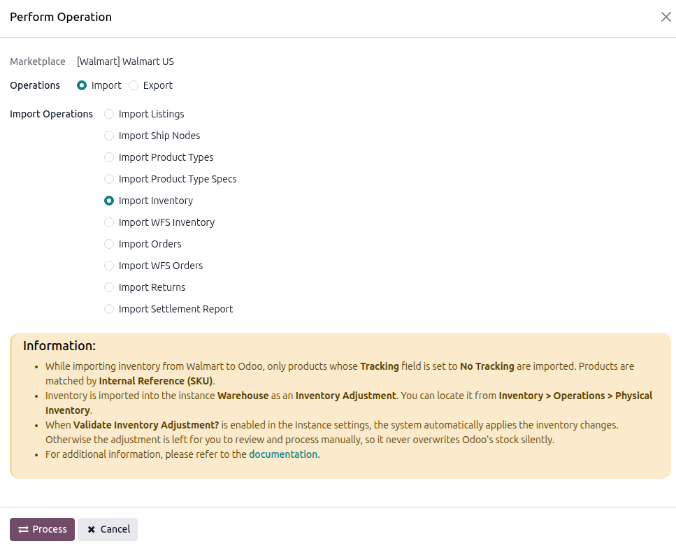 Import Inventory Operation