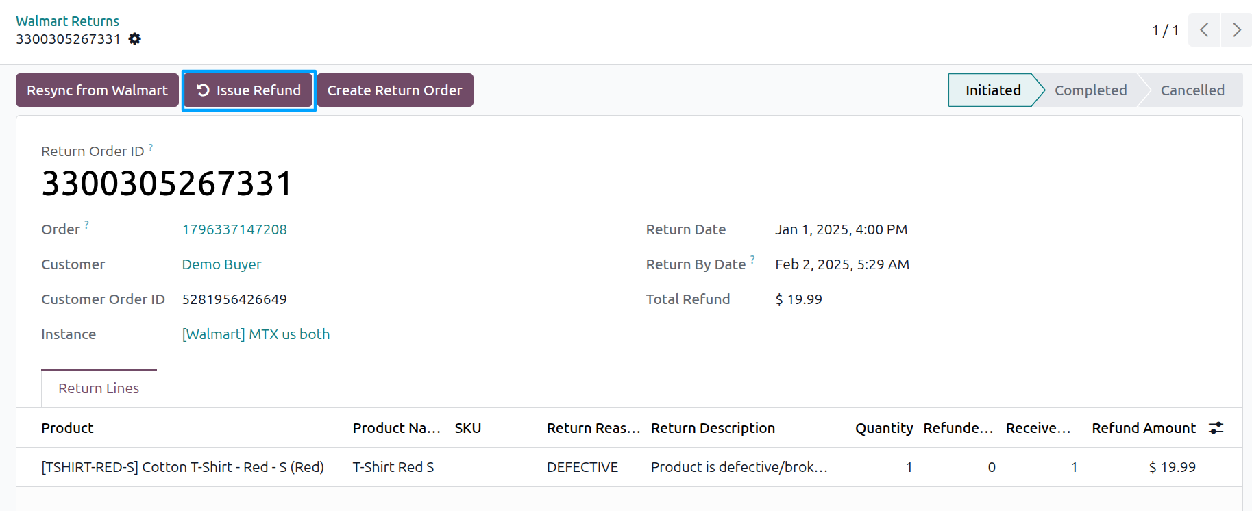 Issue Refund Button