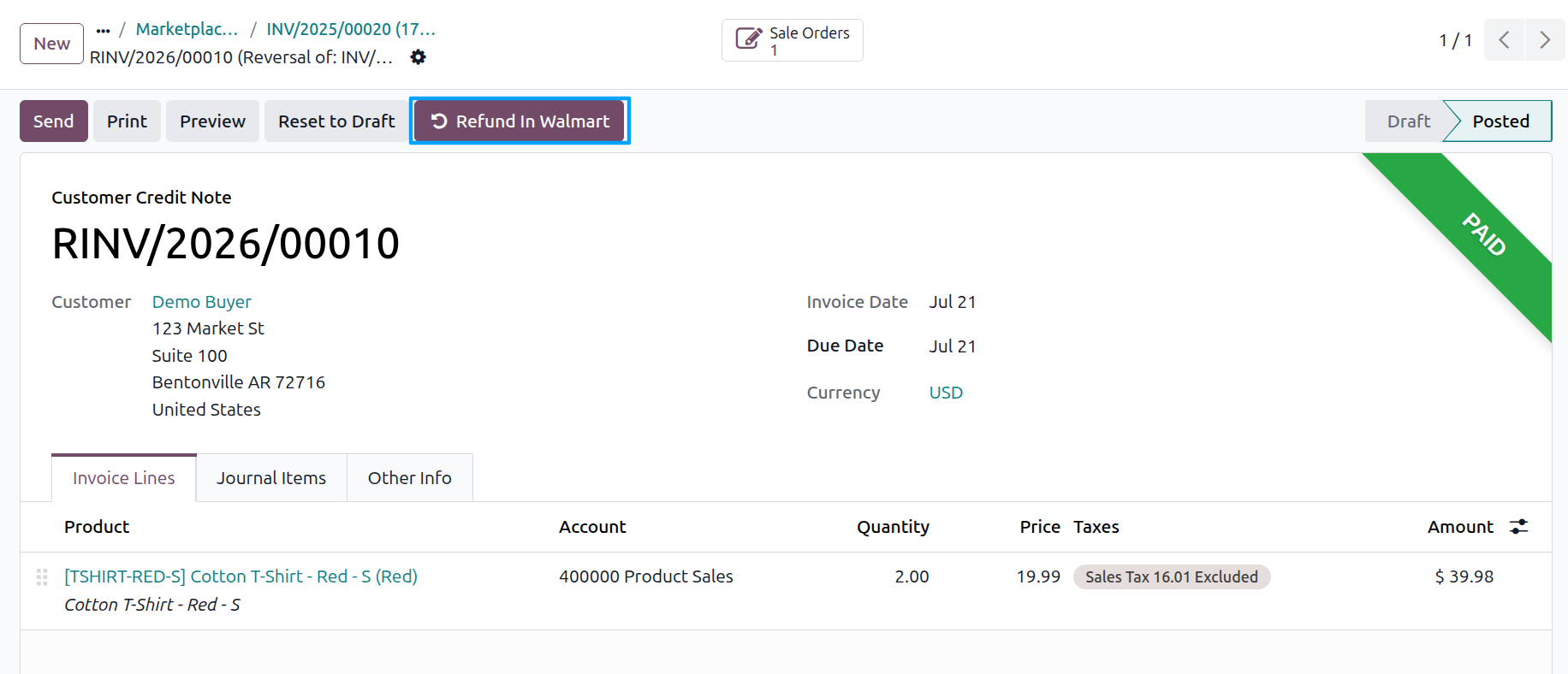 Refund In Walmart Button