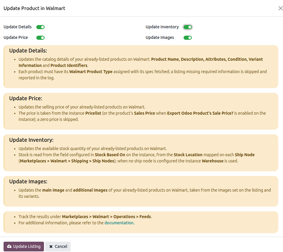 Update Listing Wizard
