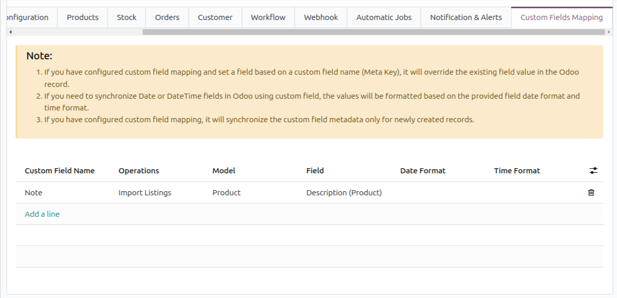 Custom fields mapping