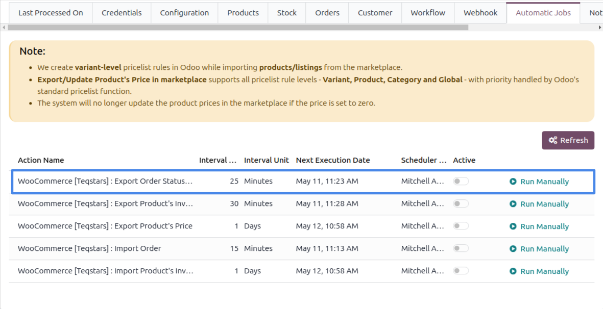 Update Order Status Automatic Job